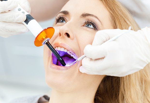 Woman at Albuquerque Dentist Getting Teeth Whitened